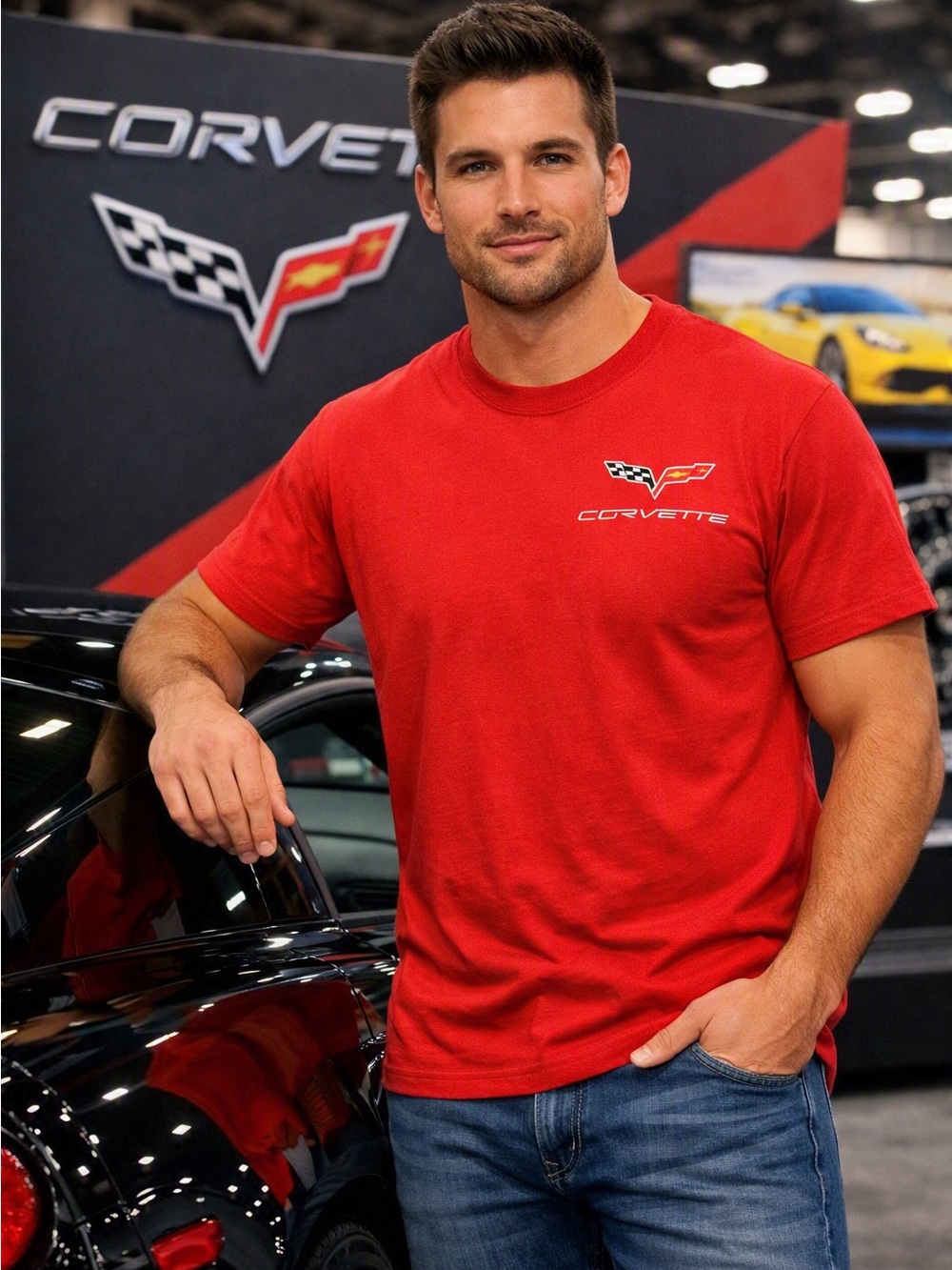 Anvil Men’s Unisex C6 Corvette Red Short Sleeve Tee Shirt New WTags GM Licensed